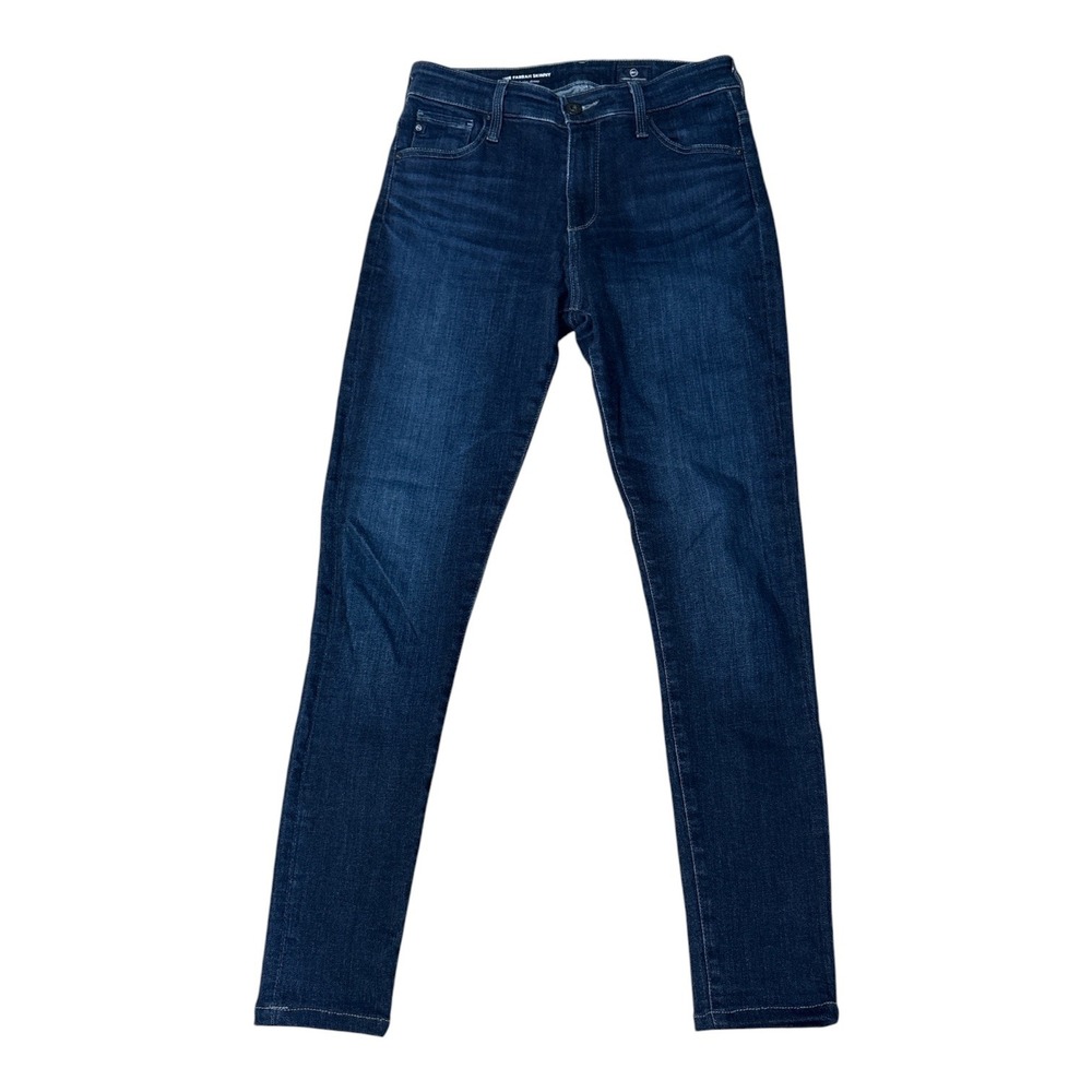 AG Adriano Goldschmied The Farrah High-Rise Skinny Jeans, Dark Indigo, Size 27